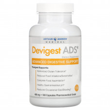 Arthur Andrew Medical, Devigest ADS, усовершенствованное средство для поддержки пищеварения, 400 мг, 180 капсул