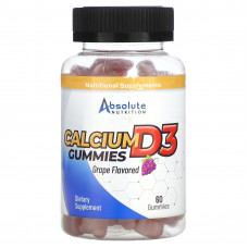 Absolute Nutrition, Жевательные таблетки с кальцием D3, виноград, 60 жевательных таблеток