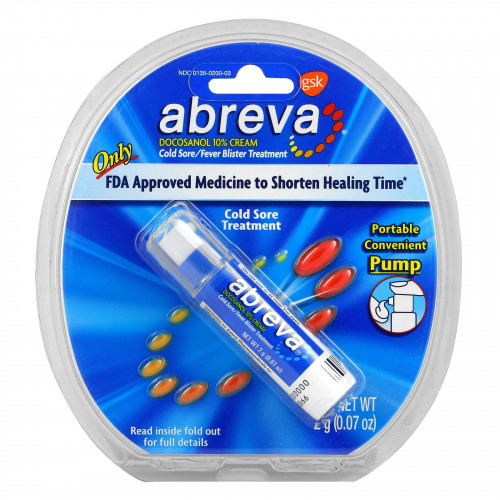 Abreva, блистерное средство от герпеса и лихорадки, переносная и удобная доза, 2 г (0,07 унции)