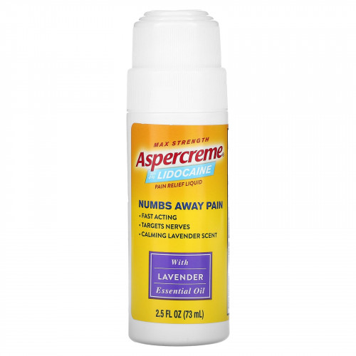 Aspercreme, Обезболивающее средство Max Strength, с 4% лидокаина, эфирное масло лаванды, 73 мл (2,5 жидк. Унции)