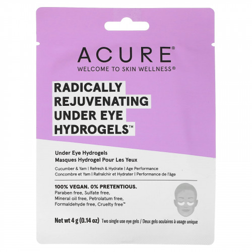 ACURE, Radically Rejuvenating, гидрогели под глазами, 2 одноразовых геля для глаз, 0,14 жидк. Унции (4 унции)