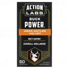 Action Labs, Для мужчин, Buck Power, бархат из оленьих рогов, 60 капсул