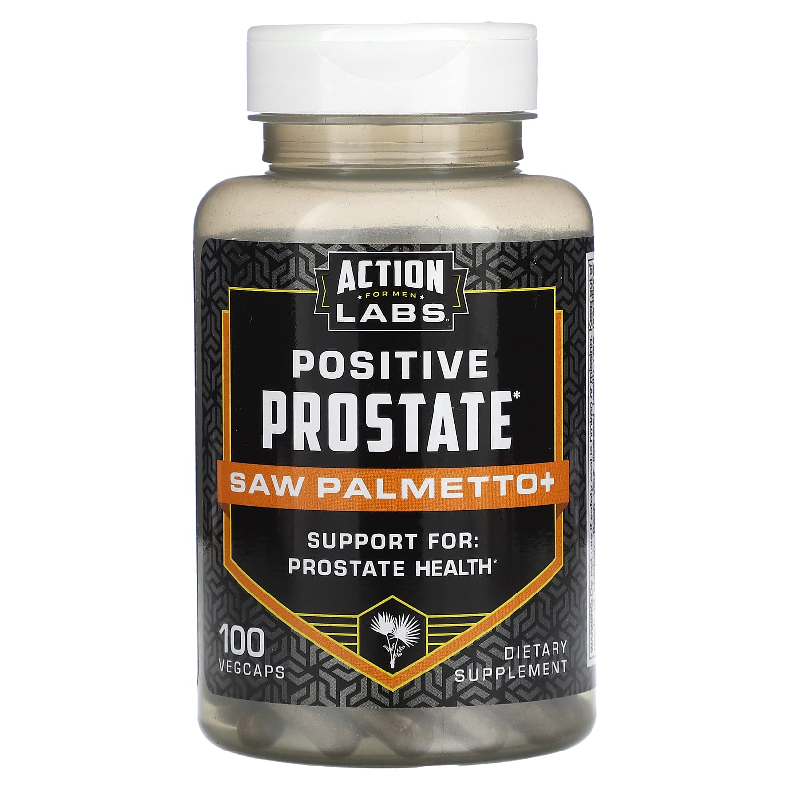 Action Labs, Positive Prostate, пальма сереноа, поддержка для мужчин, 100 растительных капсул