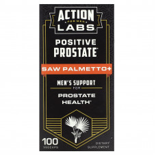 Action Labs, Positive Prostate, пальма сереноа, поддержка для мужчин, 100 растительных капсул