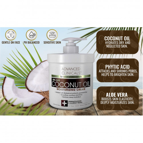 Advanced Clinicals, Увлажняющий крем с кокосовым маслом, 16 унций (454 г)