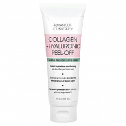 Advanced Clinicals, Collagen + Hyaluronic Peel-Off, нежная отшелушивающая маска для лица, 101 мл (3,4 жидк. Унции)