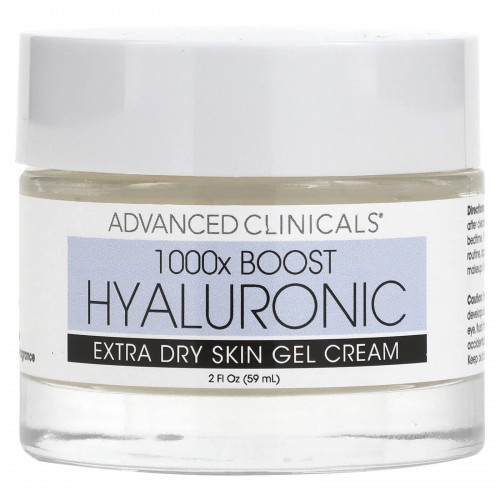 Advanced Clinicals, 1000X Boost Hyaluronic, Extra Dry Skin Gel Cream, Fragrance Free, 2 fl. oz. (59 ml)