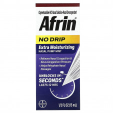 Afrin, No Drip, увлажняющий спрей для носа, 15 мл (1/2 жидк. Унции)
