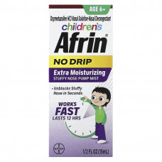 Afrin, Детский, увлажняющий спрей без капель для заложенности носа, для детей от 6 лет, 15 мл (1,2 жидк. Унции)