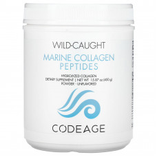 Codeage, пептиды морского коллагена из рыбы дикого улова, в порошке, гидролизованный коллаген, без добавок, 450 г (15,87 унции)