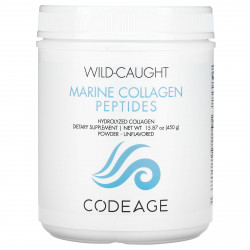 Codeage, пептиды морского коллагена из рыбы дикого улова, в порошке, гидролизованный коллаген, без добавок, 450 г (15,87 унции)