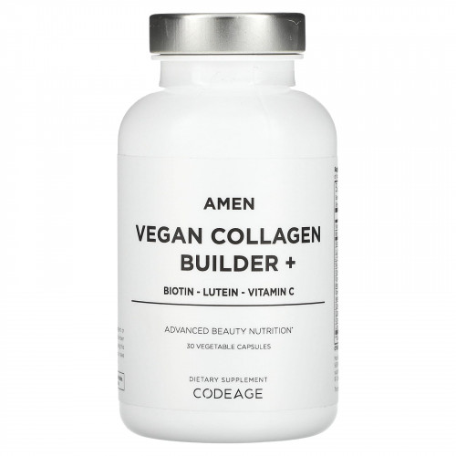 Codeage, Amen, Vegan Collagen Builder +, 30 растительных капсул