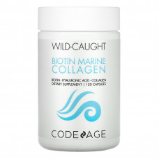Codeage, Wild Caught, морской коллаген с биотином, гиалуроновая кислота, 120 капсул