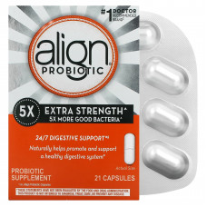 Align Probiotics, Поддержка пищеварения 24/7, добавка с пробиотиками, с повышенной силой действия, 21 капсула