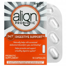 Align Probiotics, Поддержка пищеварения 24/7, добавка с пробиотиками, 56 капсул