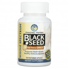 Amazing Herbs, Black Seed, высокоэффективный чеснок, 100 вегетарианских капсул