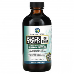 Amazing Herbs, Смесь масла черного тмина с чистым маслом тыквы холодного отжима, 8 жидк. унций (240 мл)