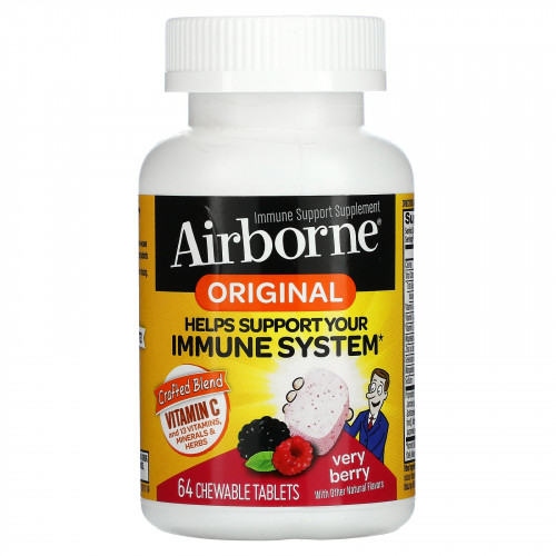 AirBorne, оригинальная добавка для укрепления иммунитета со вкусом ягод, 64 жевательные таблетки