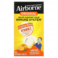 AirBorne, взрыв витамина C, с цитрусовым вкусом, 64 жевательных таблетки