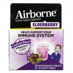AirBorne, Добавка для поддержки иммунитета, бузина, 2 тюбика, 10 шипучих таблеток в каждой