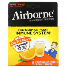 AirBorne, Добавка для поддержки иммунитета, пикантный апельсин, 2 тюбика, 10 шипучих таблеток в каждой
