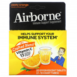 AirBorne, Добавка для поддержки иммунитета, пикантный апельсин, 2 тюбика, 10 шипучих таблеток в каждой