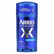 Arrid, Extra Extra Dry XX, твердый дезодорант-антиперспирант, прохладный душ, 73 г (2,6 унции)
