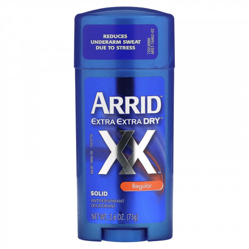 Arrid, Extra Extra Dry XX, твердый дезодорант-антиперспирант, обычный, 73 г (2,6 унции)