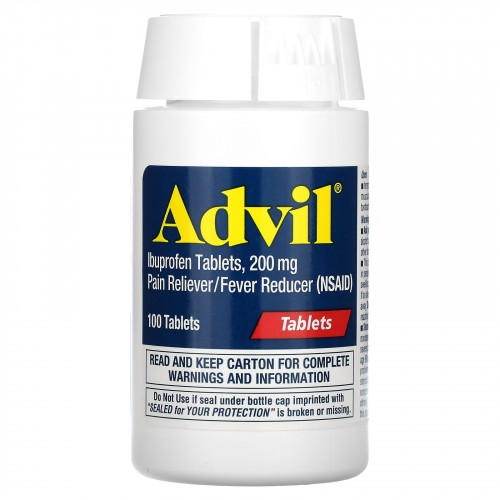 Advil, Таблетки ибупрофена, 200 мг, 100 таблеток, покрытых оболочкой