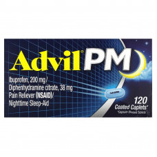 Advil, PM, ибупрофен, 200 мг, 120 капсул, покрытых оболочкой
