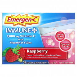 Emergen-C, Immune +, витамин C, витамин D и цинк, малина, 30 пакетиков по 9,2 г (0,32 унции)