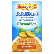 Emergen-C, Immune Plus, с витамином D, апельсиновый сок, 42 жевательные таблетки