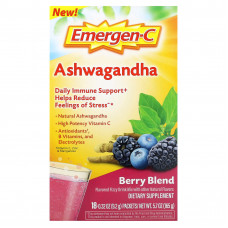 Emergen-C, Ашваганда, ягодная смесь, 18 пакетиков по 9,2 г (0,32 унции)
