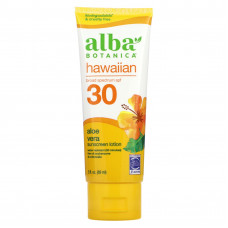 Alba Botanica, Натуральный Гавайский солнцезащитный крем, фактор защиты SPF 30, 4 жидких унций (113 г)