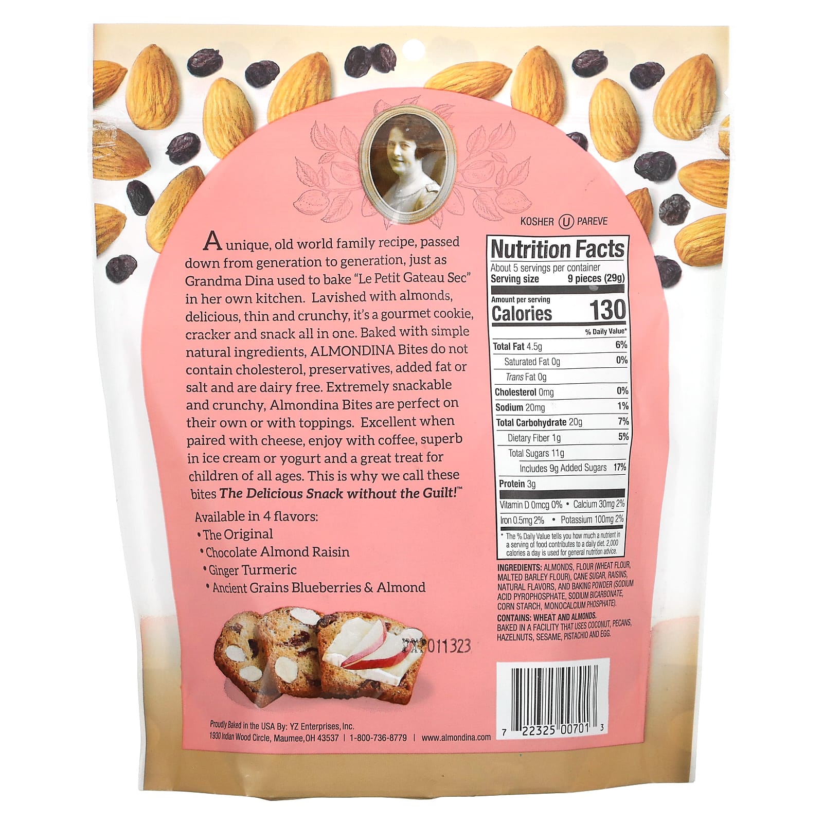 Almondina, Almond Bites, The Original, 142 г (5 унций)