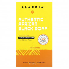 Alaffia, Подлинное африканское черное мыло, тройного помола, без запаха, 227 г (8 унций)