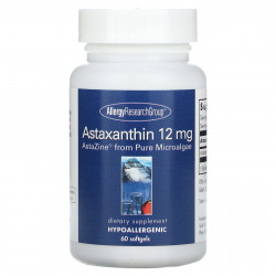 Allergy Research Group, Астаксантин, AstaZine из чистых микроводорослей, 12 мг, 60 мягких таблеток