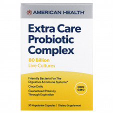American Health, Комплекс пробиотиков Extra Care, 80 млрд КОЕ, 30 вегетарианских капсул