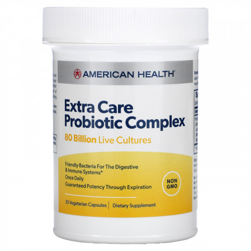 American Health, Комплекс пробиотиков Extra Care, 80 млрд КОЕ, 30 вегетарианских капсул