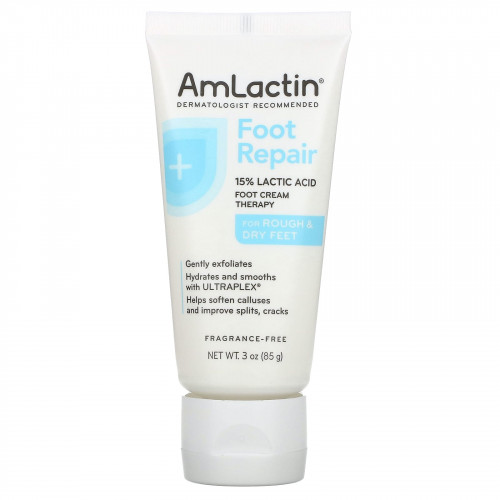AmLactin, Foot Repair, для огрубевшей и сухой кожи ног, без отдушек, 85 г (3 унции)