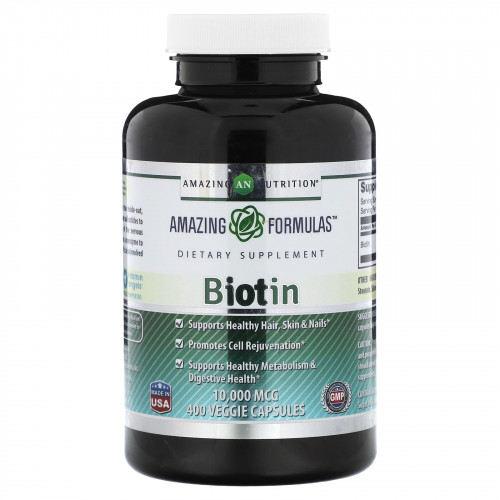 Amazing Nutrition, Биотин, 10 000 мкг, 400 растительных капсул