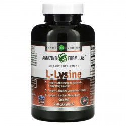 Amazing Nutrition, L-лизин, 500 мг, 250 капсул
