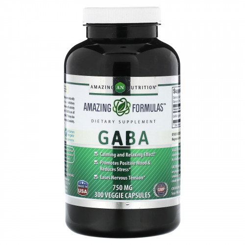 Amazing Nutrition, ГАМК, 750 мг, 300 растительных капсул