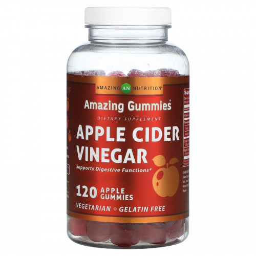 Amazing Nutrition, Amazing Gummies, яблочный уксус, яблоко, 120 жевательных таблеток