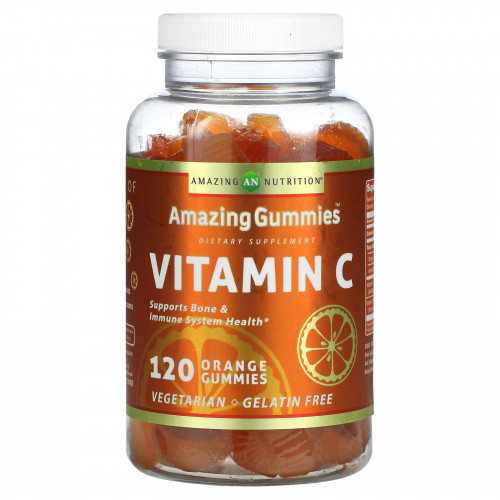 Amazing Nutrition, Amazing Gummies, витамин C, апельсин, 120 жевательных таблеток
