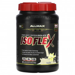ALLMAX, Isoflex, 100%-ный ультрачистый изолят сывороточного белка (ИБС с фильтрацией заряженными ионными частицами), ваниль, 2 фунта (907 г)