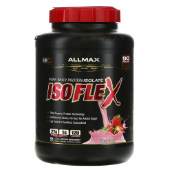 ALLMAX, Isoflex, 100% ультра чистый изолят сывороточного протеина (технология ионной фильтрации), клубника, 5 фунтов (2,27 кг)