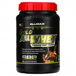 ALLMAX, AllWhey Gold, 100 % сывороточный белок + изолят сывороточного белка премиум-качества, со вкусом шоколада, 907 г (2 фунта)