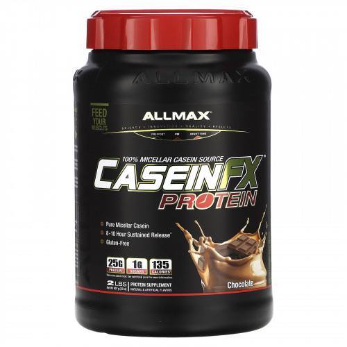 ALLMAX, CaseinFX, 100%-ный казеиновый мицеллярный протеин, шоколад, 2 фунта (907 г)