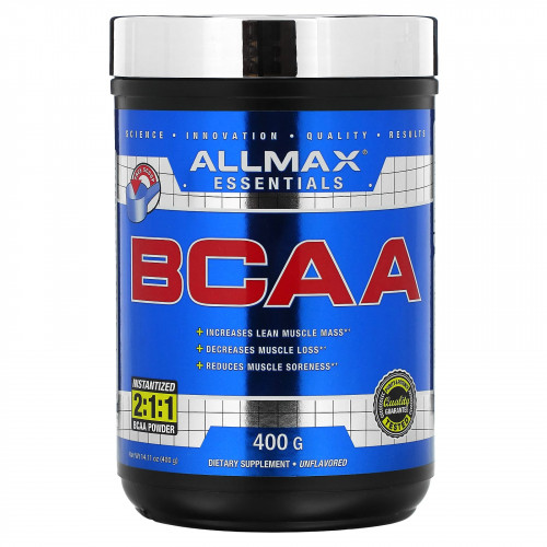 ALLMAX, BCAA, быстрорастворимый порошок в соотношении 2:1:1, с нейтральным вкусом, 400 г (14,11 унции)